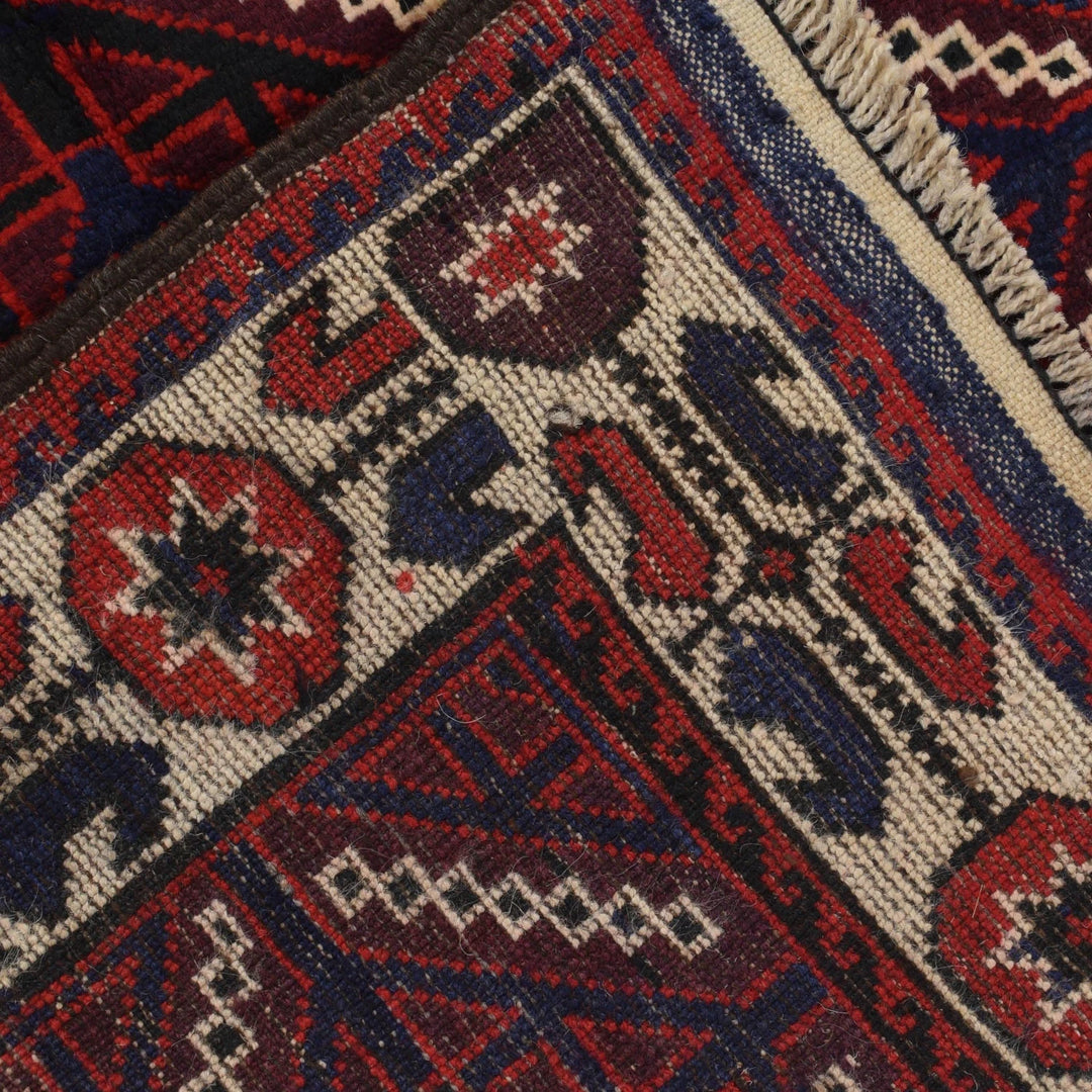 Afghan Baluchi Rug 2' 9" x 4' 0" Hand-Knotted | No. AL64185