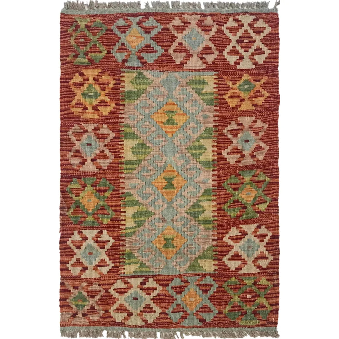 Afghan Kilim Rug 1' 9" x 2' 10" Flat-Weave | No. AL64224