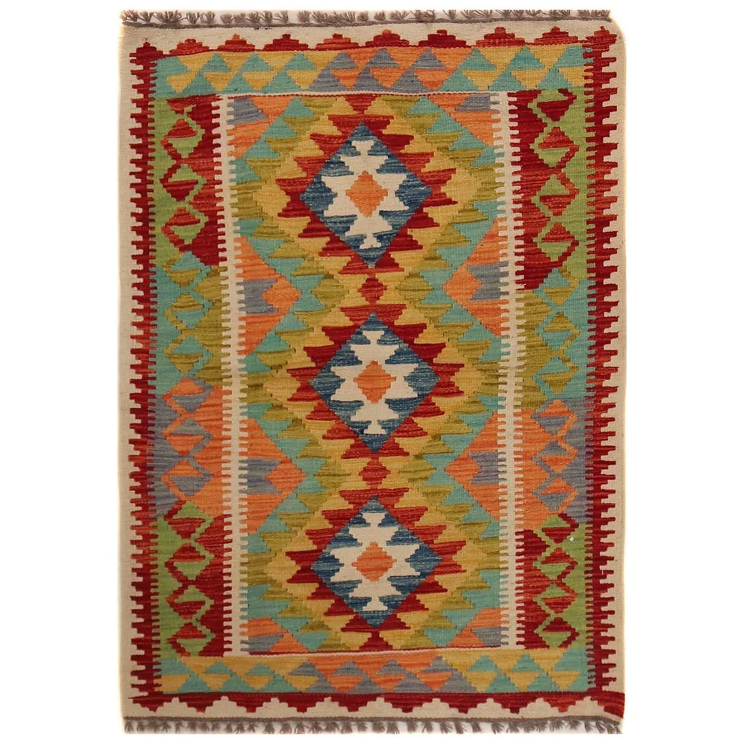 Afghan Kilim Rug 2' 10" x 4' 2" Flat-Weave | No. AL64241