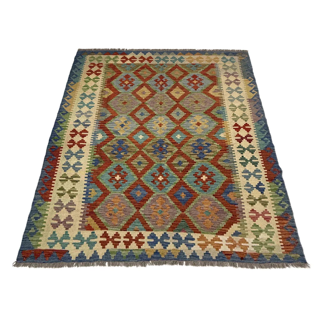 Afghan Vegetable Kilim Rug 5' 11" x 8' 0" Flat-Weave | No. AL642728
