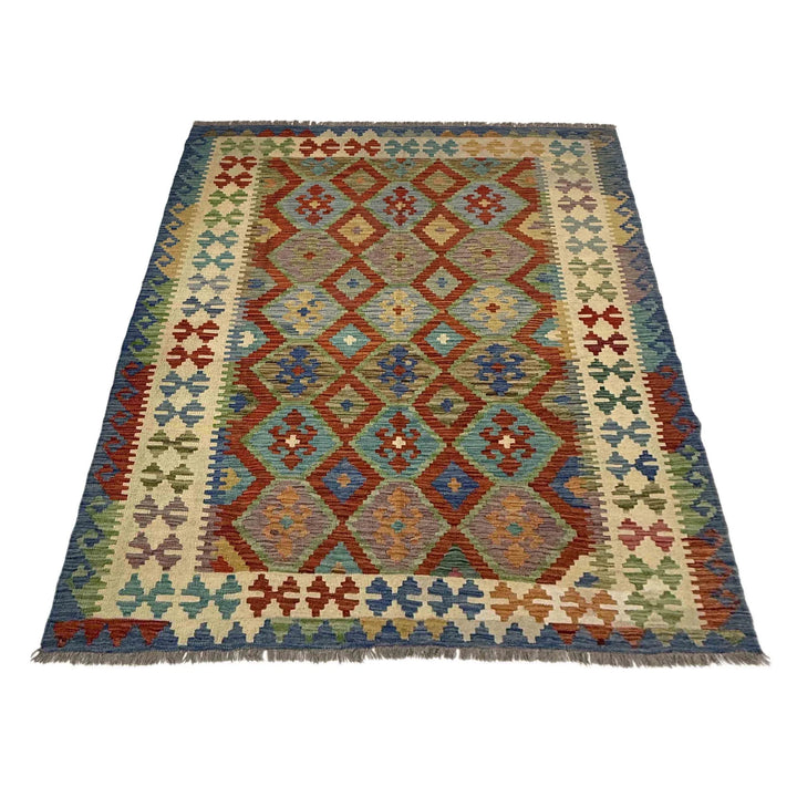 Afghan Vegetable Kilim Rug 5' 11" x 8' 0" Flat-Weave | No. AL642728