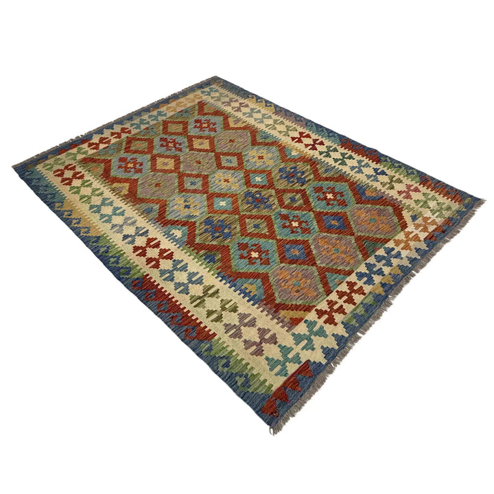 Afghan Vegetable Kilim Rug 5' 11" x 8' 0" Flat-Weave | No. AL642728