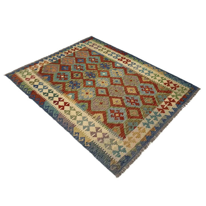 Afghan Vegetable Kilim Rug 5' 11" x 8' 0" Flat-Weave | No. AL642728