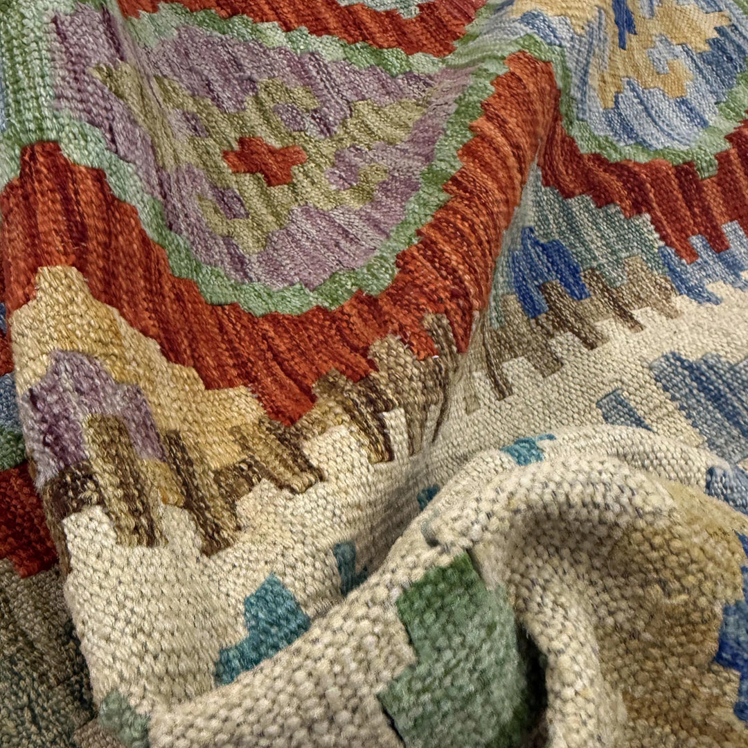 Afghan Vegetable Kilim Rug 5' 11" x 8' 0" Flat-Weave | No. AL642728
