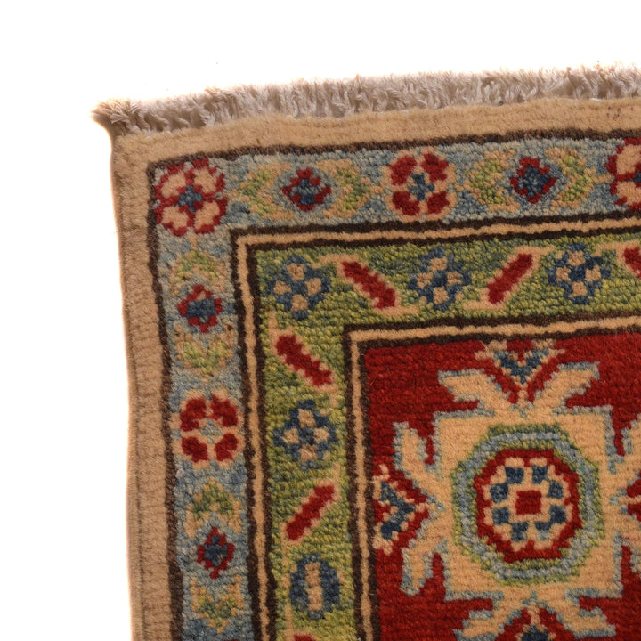 Beige Afghan Kazak Rug 4' 10" x 6' 4" Hand-Knotted | No. AL64275