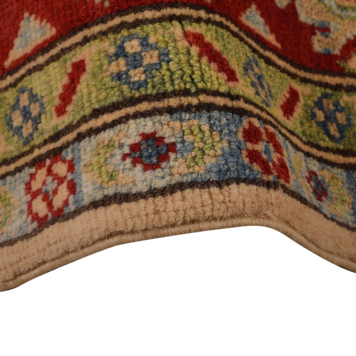 Beige Afghan Kazak Rug 4' 10" x 6' 4" Hand-Knotted | No. AL64275