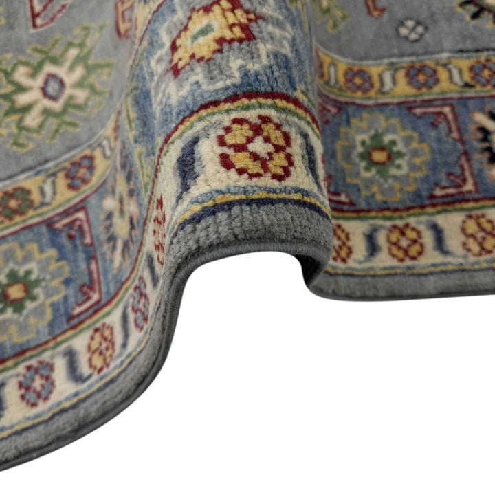 Gray Afghan Kazak Rug 3' 2" x 5' 1" Hand-Knotted | No. AL64311