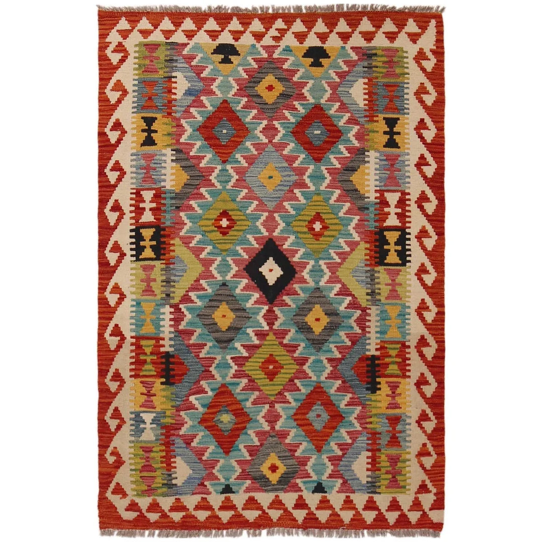 Afghan Kilim Rug 3' 3" x 5' 0" Flat-Weave | No. AL64313