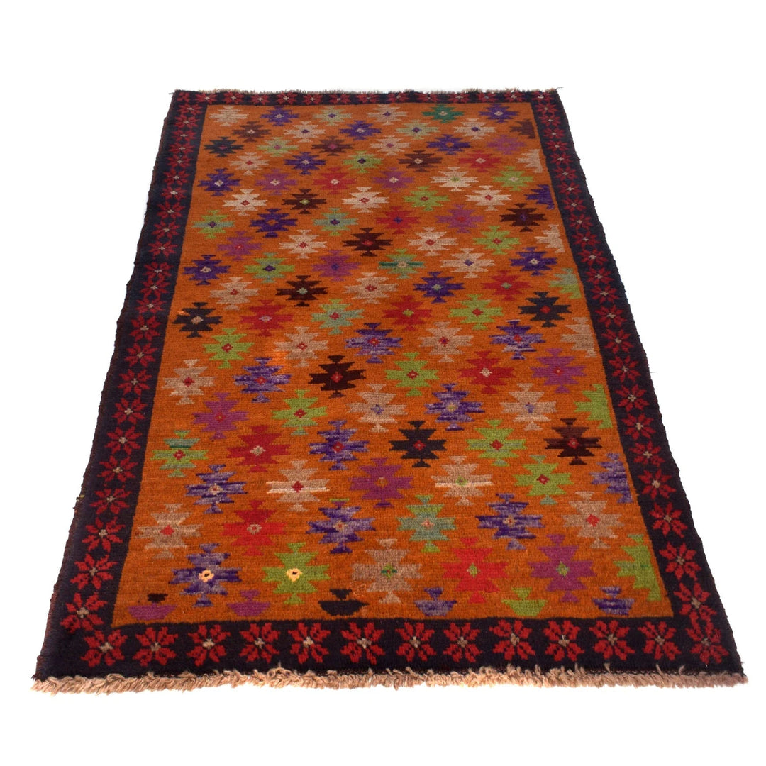 Orange Afghan Baluchi Rug 3' 10" x 6' 3" Hand-Knotted | No. AL64323