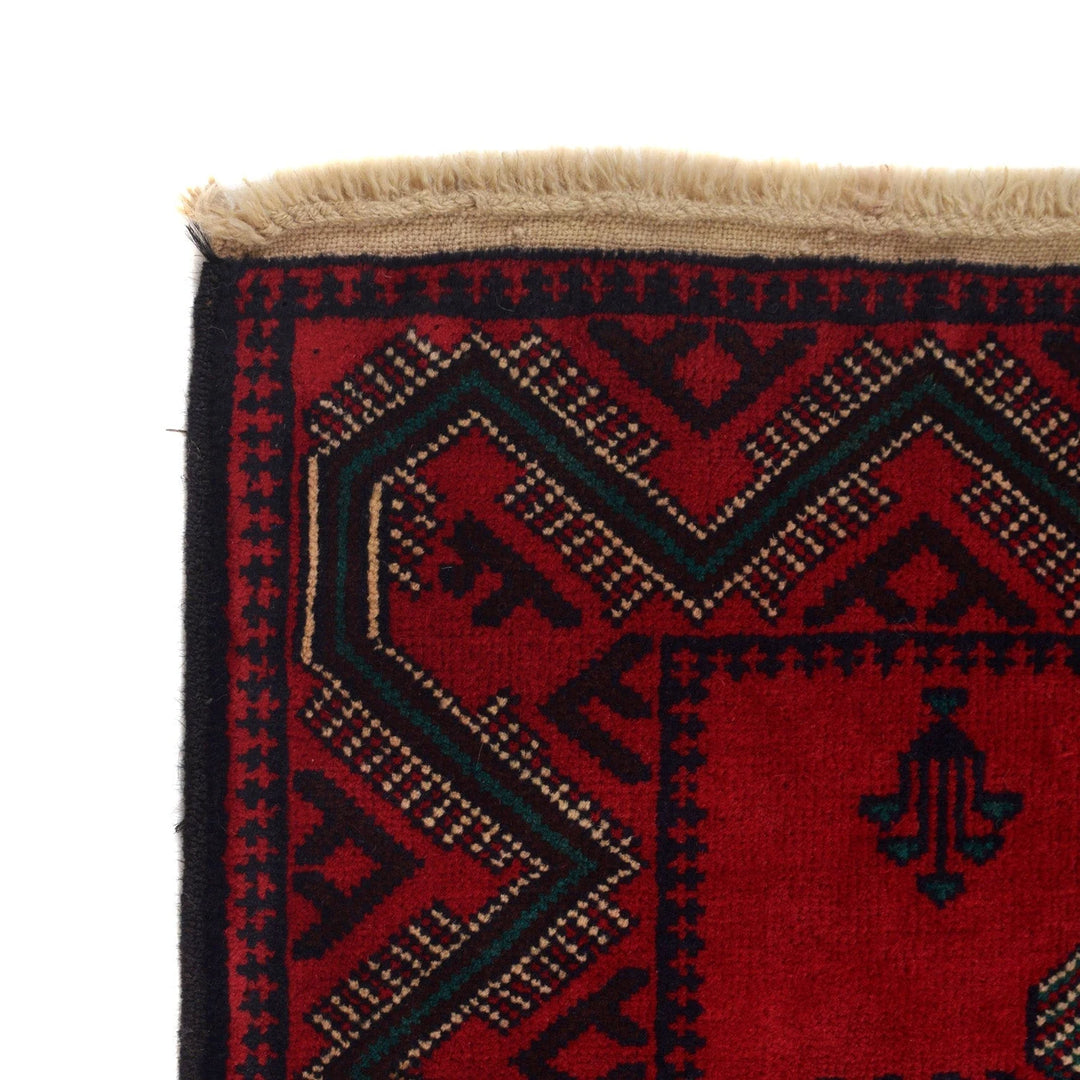 Red Afghan Baluchi Rug 2' 10" x 4' 10" Hand-Knotted | No. AL64325
