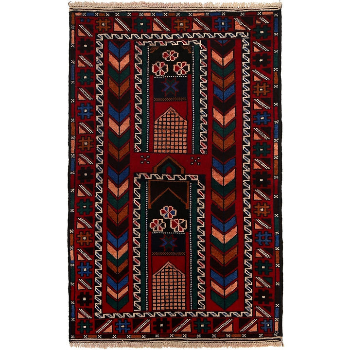 Afghan Baluchi Rug 2' 8" x 4' 3" Hand-Knotted | No. AL64351