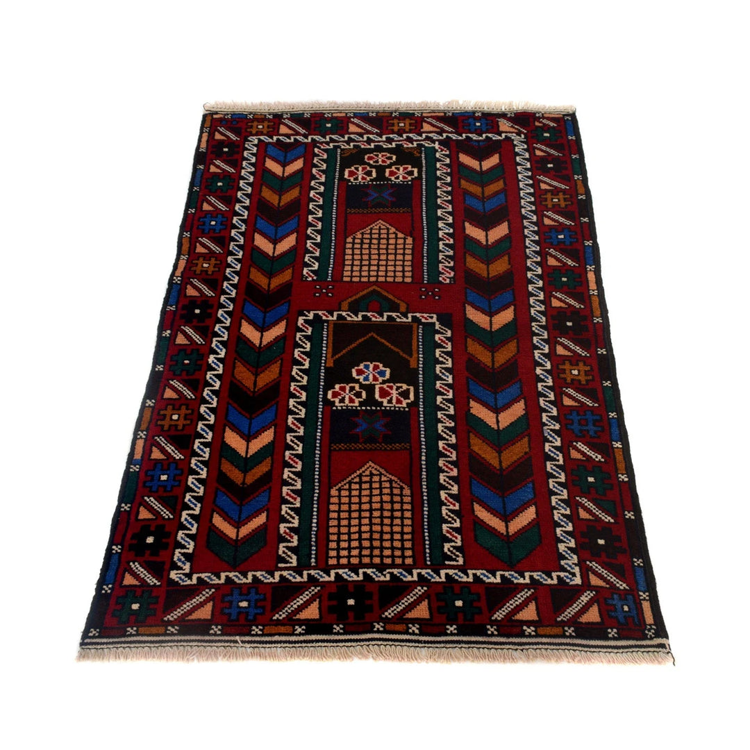 Afghan Baluchi Rug 2' 8" x 4' 3" Hand-Knotted | No. AL64351