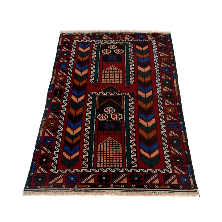 Afghan Baluchi Rug 2' 8" x 4' 3" Hand-Knotted | No. AL64351
