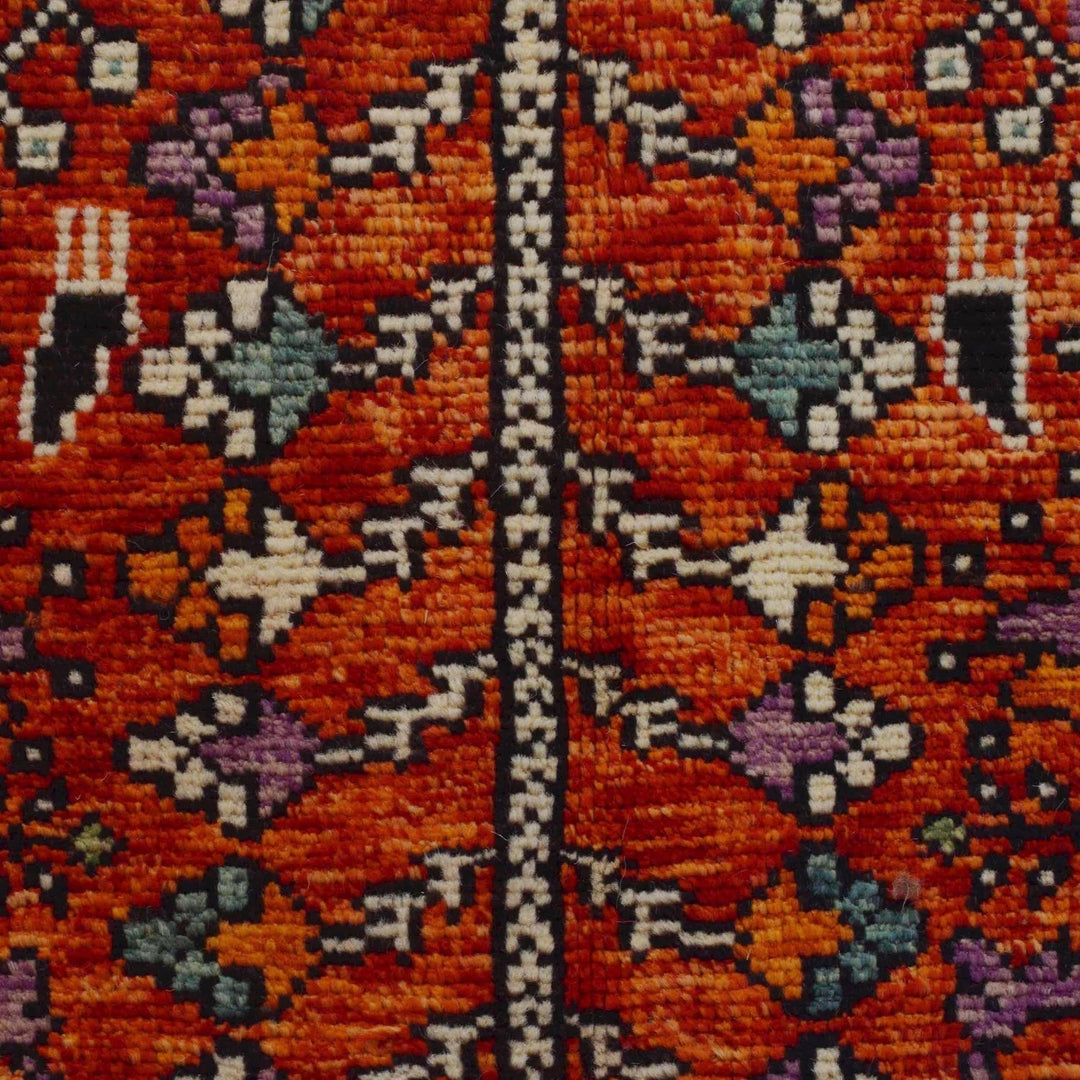Red Afghan Shirazi Rug 5' 9" x 7' 9" Hand-Knotted | No. AL64373
