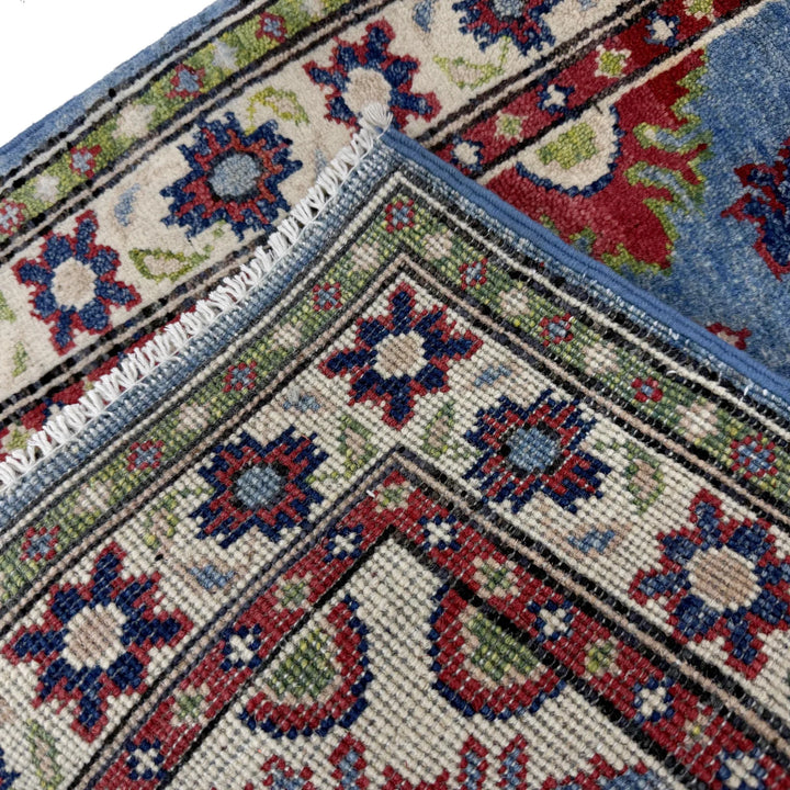Blue Afghan Kazak Rug 2' 1" x 6' 3" Hand-Knotted | No. AL64404