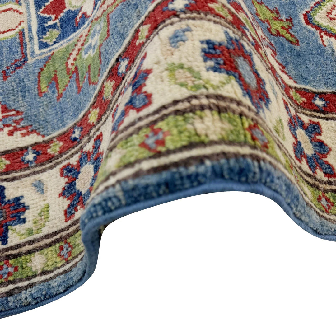 Blue Afghan Kazak Rug 2' 1" x 6' 3" Hand-Knotted | No. AL64404