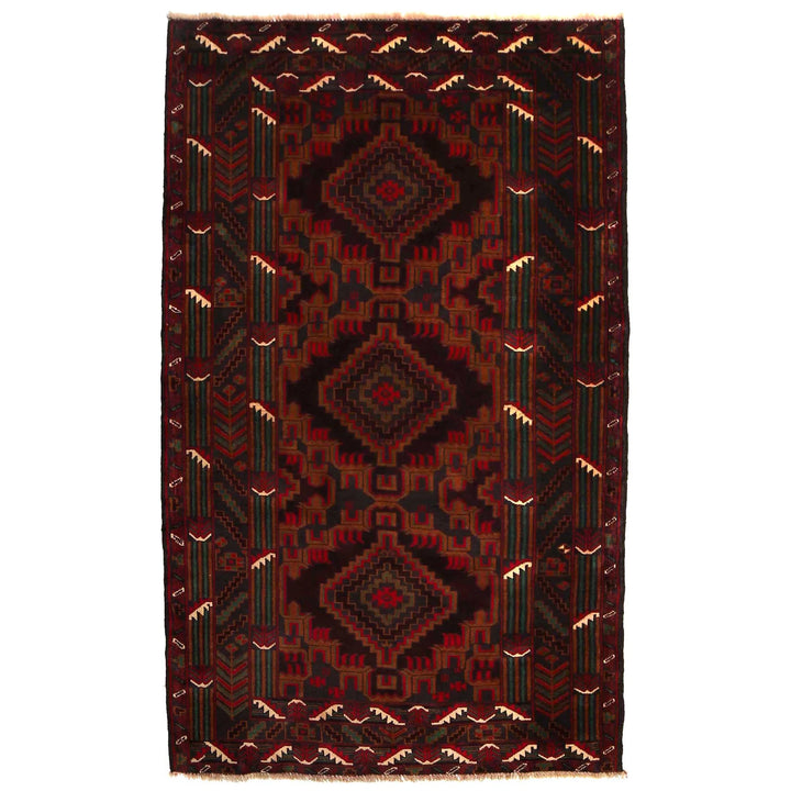 Afghan Baluchi Rug 3' 8" x 6' 3" Hand-Knotted | No. AL64409