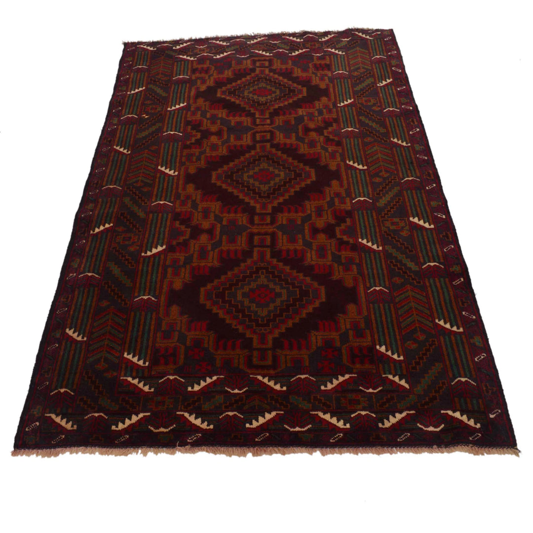 Afghan Baluchi Rug 3' 8" x 6' 3" Hand-Knotted | No. AL64409