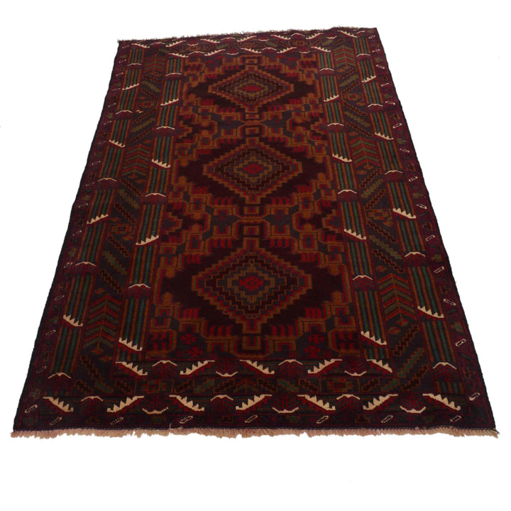 Afghan Baluchi Rug 3' 8" x 6' 3" Hand-Knotted | No. AL64409