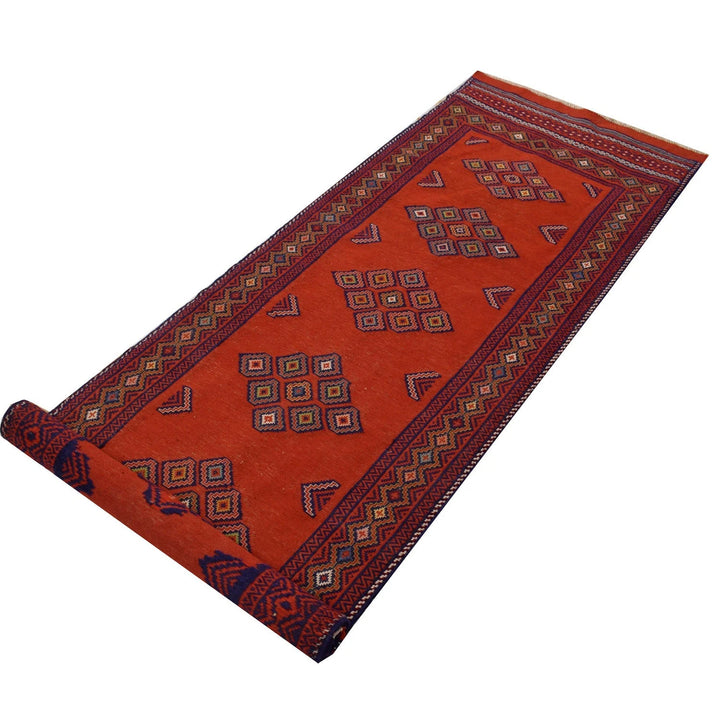 Red Afghan Laghari Kilim Rug 2' 5" x 9' 5" Hand-Knotted | No. AL64410