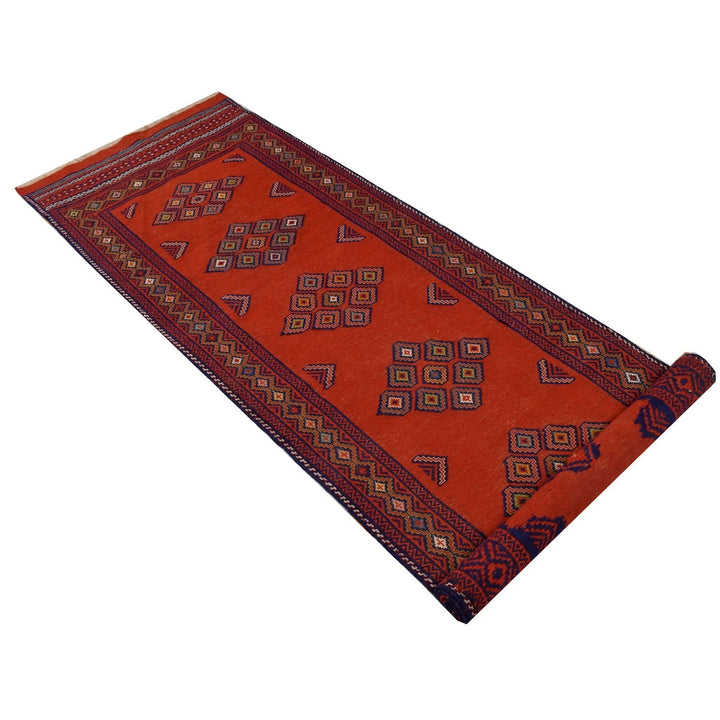 Red Afghan Laghari Kilim Rug 2' 5" x 9' 5" Hand-Knotted | No. AL64410