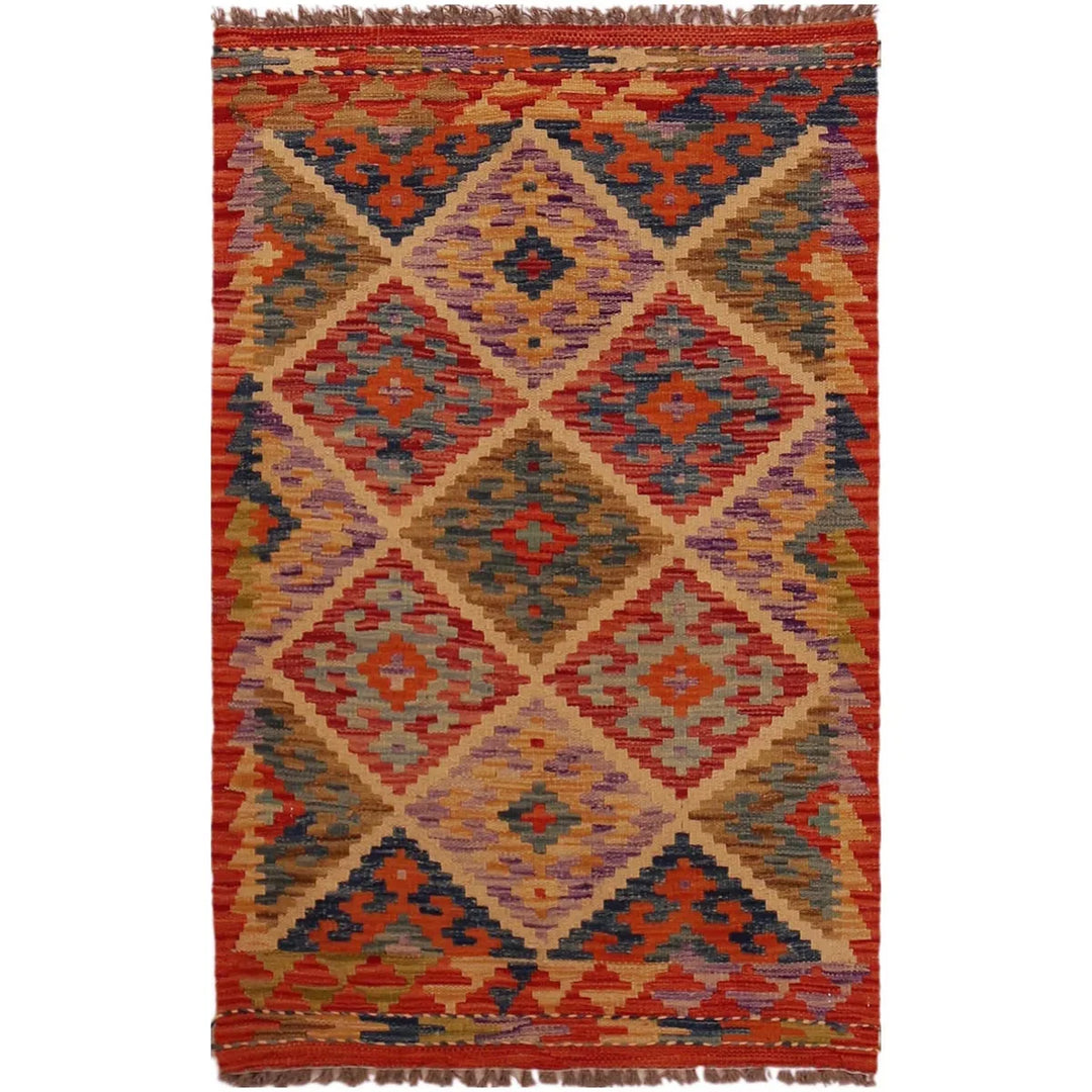 Afghan Kilim Rug 2' 7" x 4' 2" Flat-Weave | No. AL64458