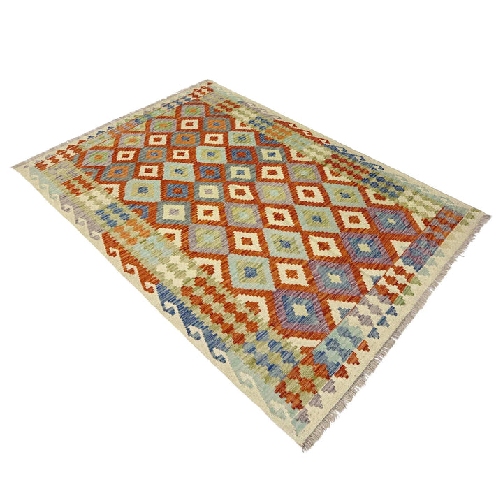 Afghan Vegetable Kilim Rug 4' 5" x 6' 5" Flat-Weave | No. AL644781