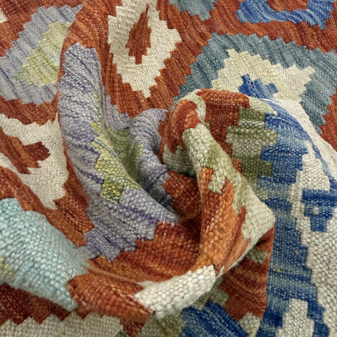 Afghan Vegetable Kilim Rug 4' 5" x 6' 5" Flat-Weave | No. AL644781