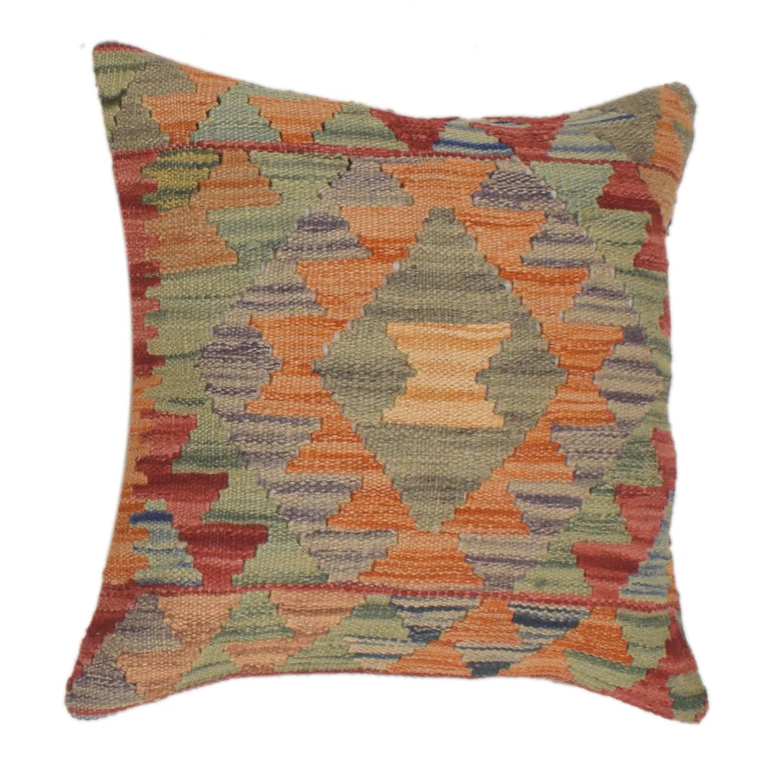 Afghan Kelim Cushion 1' 5" x 1' 5" Flat-Weave | No. AL64512