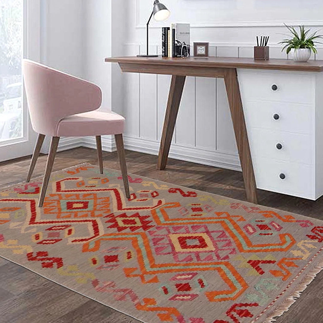 Afghan Kilim Rug 2' 8" x 3' 11" Flat-Weave | No. AL64540