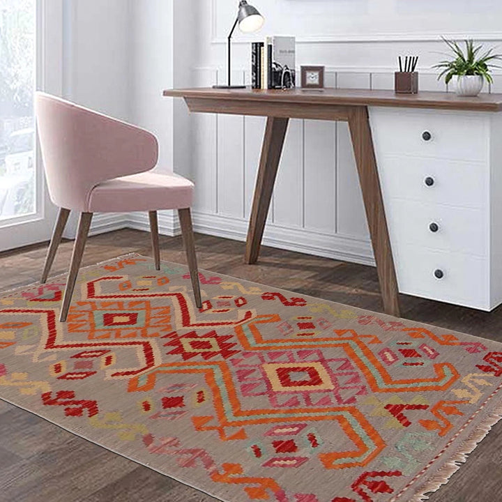 Afghan Kilim Rug 2' 8" x 3' 11" Flat-Weave | No. AL64540