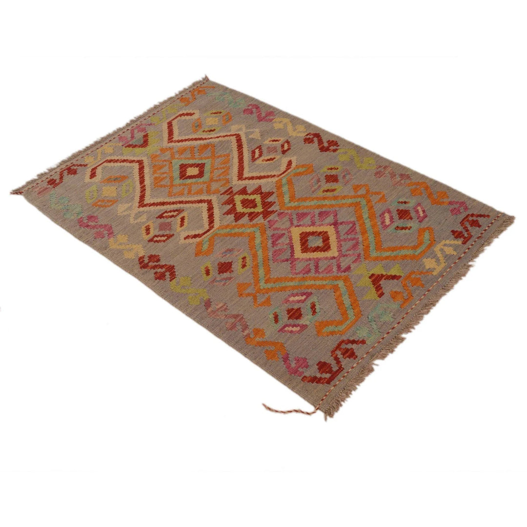 Afghan Kilim Rug 2' 8" x 3' 11" Flat-Weave | No. AL64540