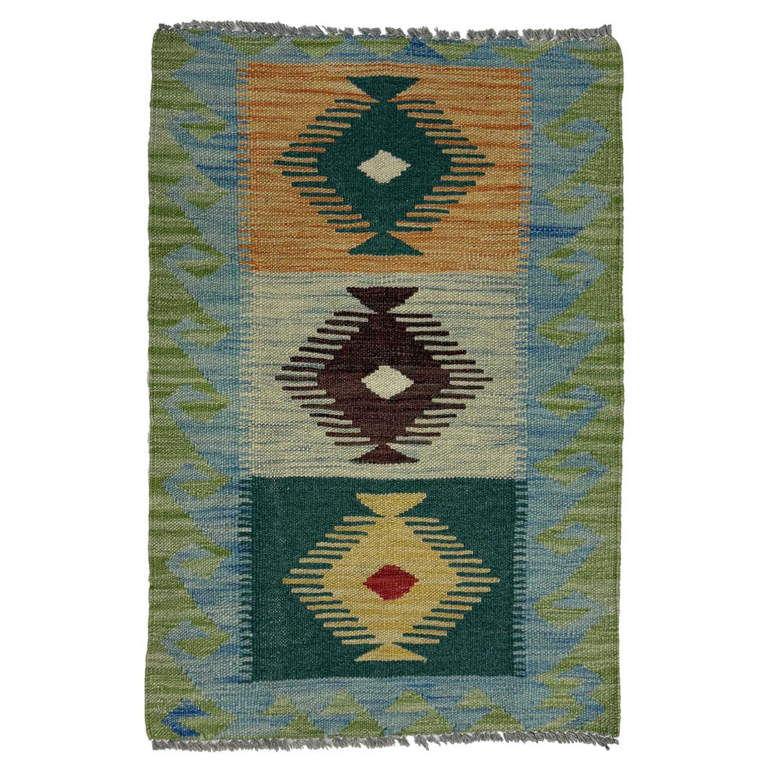 Afghan Vegetable Kilim Rug 1' 10" x 2' 11" Flat-Weave | No. AL64552