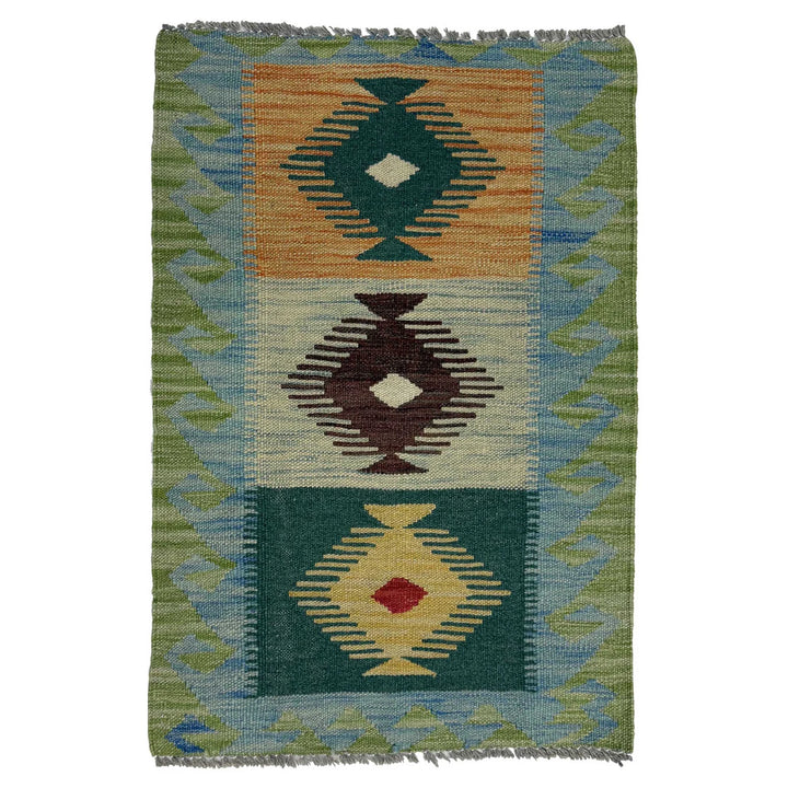 Afghan Vegetable Kilim Rug 1' 10" x 2' 11" Flat-Weave | No. AL64552