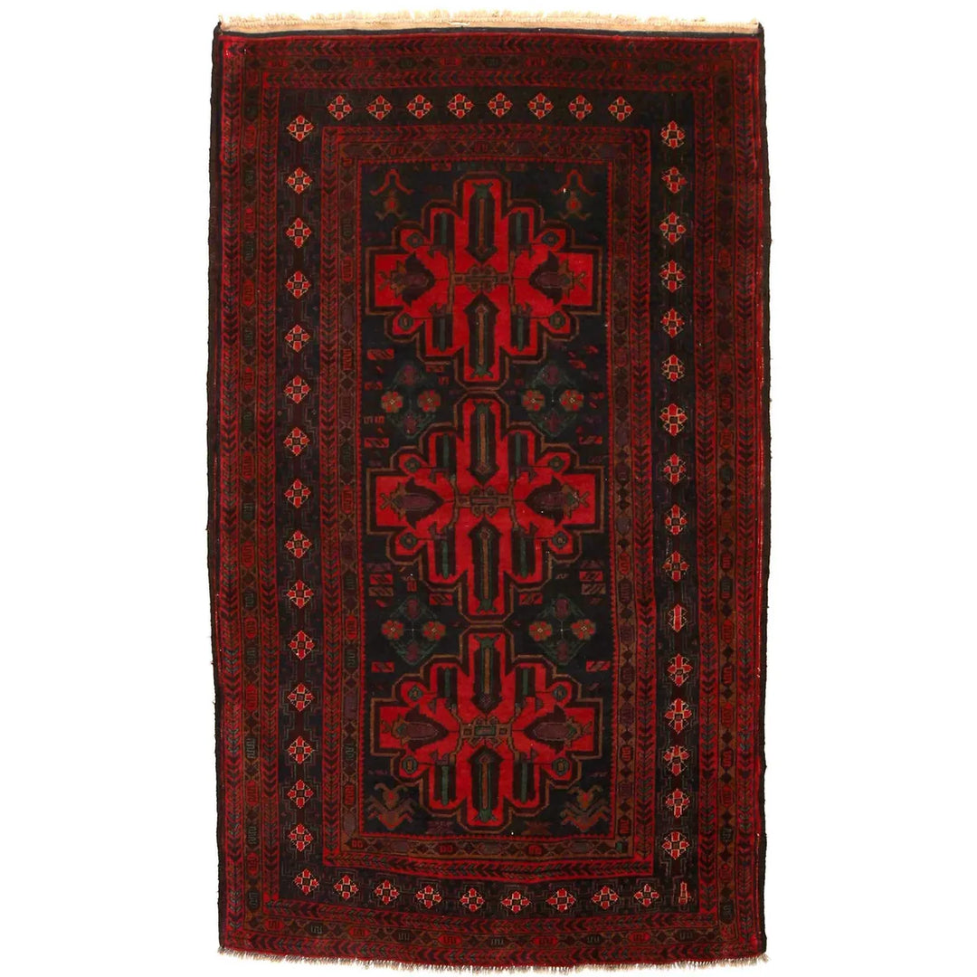 Afghan Baluchi Rug 3' 8" x 6' 2" Hand-Knotted | No. AL64573