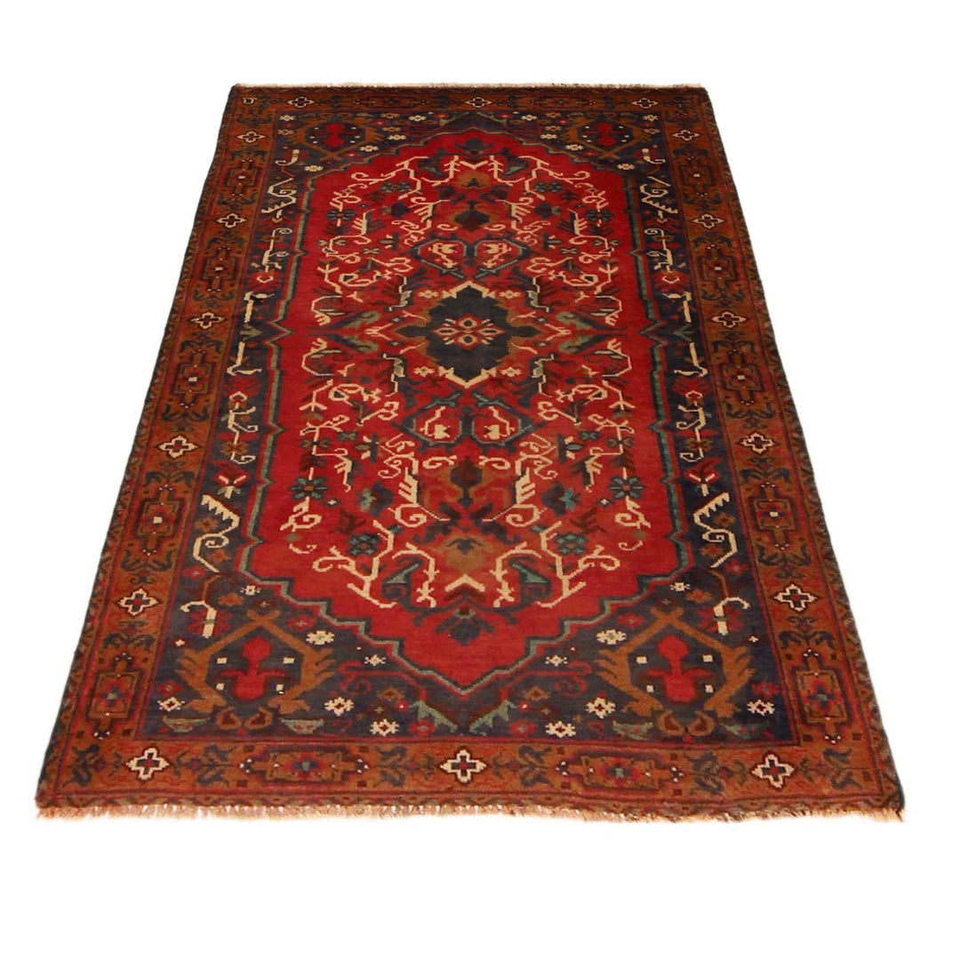 Red Afghan Baluchi Rug 2'11" x 4'9" Hand-Knotted | No. AL64574