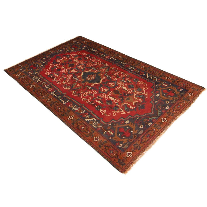 Red Afghan Baluchi Rug 2'11" x 4'9" Hand-Knotted | No. AL64574