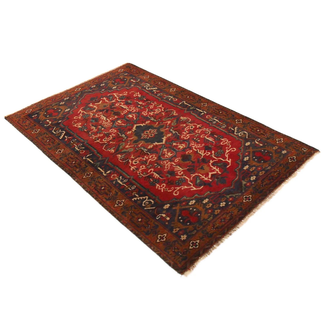 Red Afghan Baluchi Rug 2'11" x 4'9" Hand-Knotted | No. AL64574