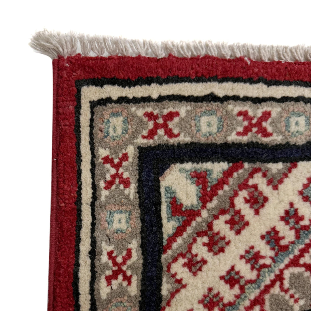 Red Afghan Kazak Rug 2' 7" x 10' 0" Hand-Knotted | No. AL64607