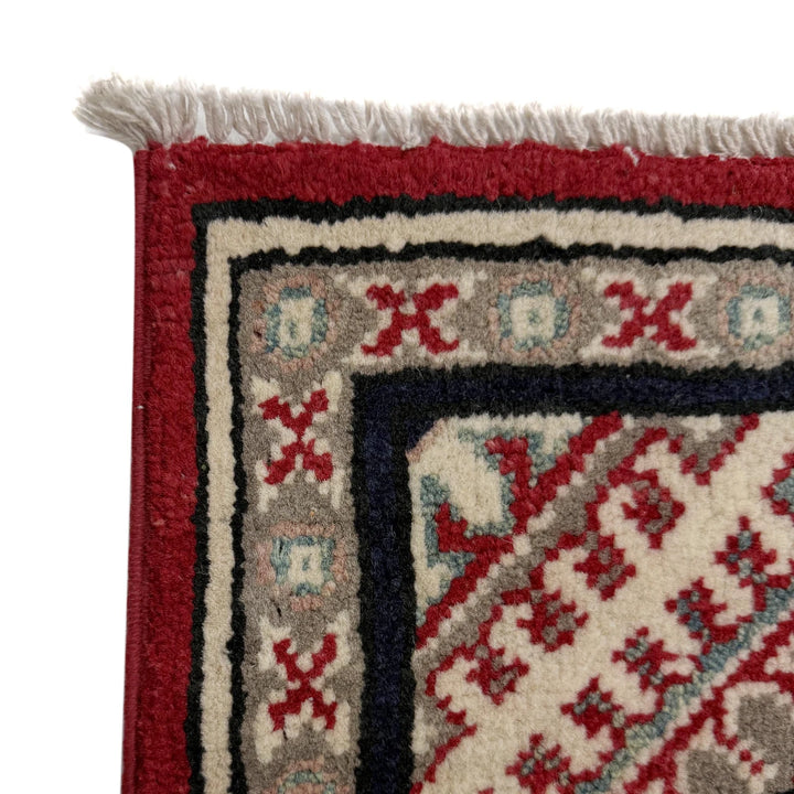 Red Afghan Kazak Rug 2' 7" x 10' 0" Hand-Knotted | No. AL64607