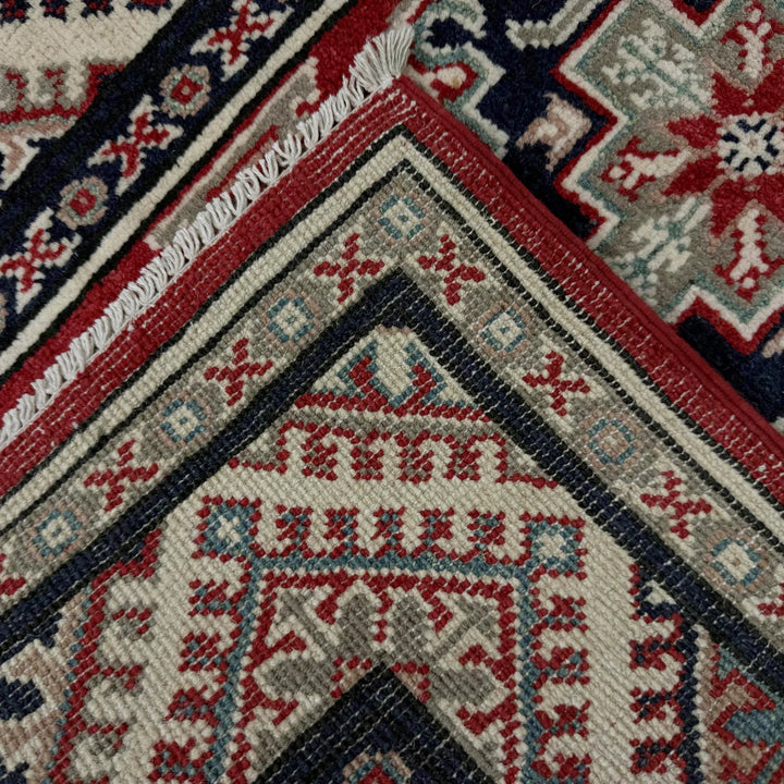 Red Afghan Kazak Rug 2' 7" x 10' 0" Hand-Knotted | No. AL64607