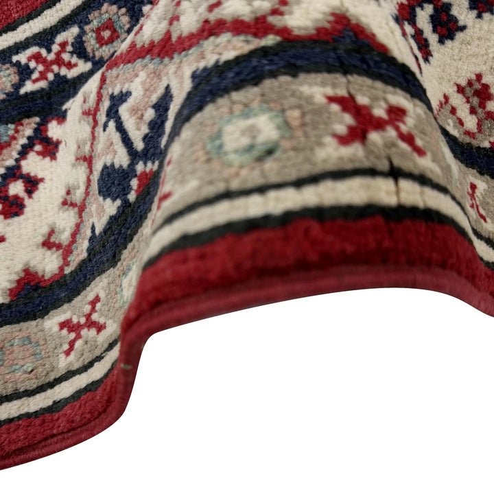 Red Afghan Kazak Rug 2' 7" x 10' 0" Hand-Knotted | No. AL64607