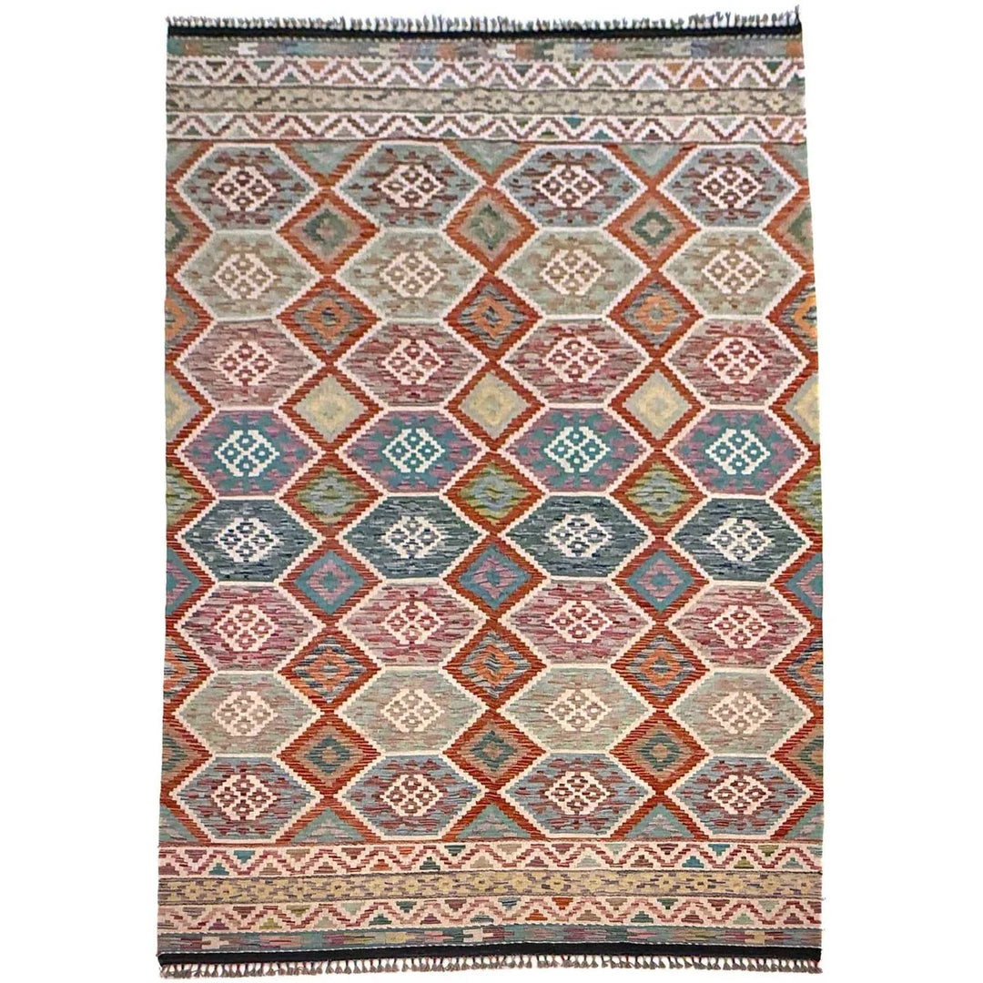 Afghan Kilim Rug 6' 8" x 10' 0" Flat-Weave | No. AL64609