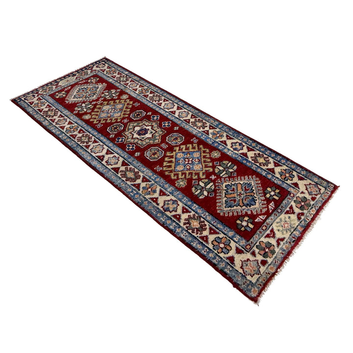 Red Afghan Kazak Runner Rug 1' 10" x 5' 1" Hand-Knotted | No. AL64736
