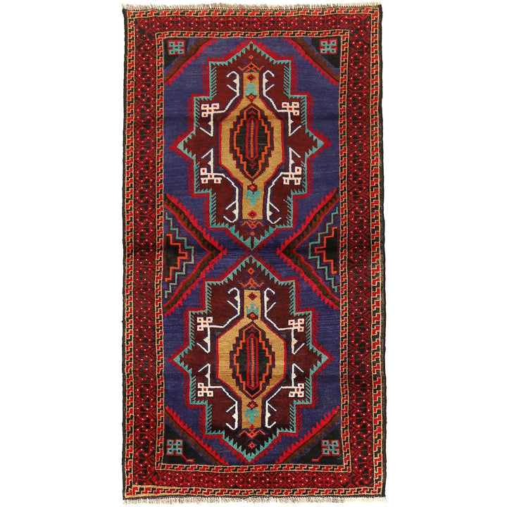 Blue Afghan Baluchi Rug 3' 4" x 6' 1" Hand-Knotted | No. AL64763