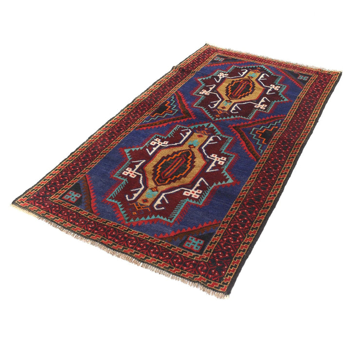 Blue Afghan Baluchi Rug 3' 4" x 6' 1" Hand-Knotted | No. AL64763