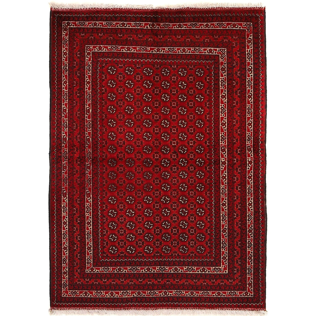 Burgundy Red Afghan Khoja Roshnai Rug 3'4" x 4'9" Hand-Knotted | No. AL64819