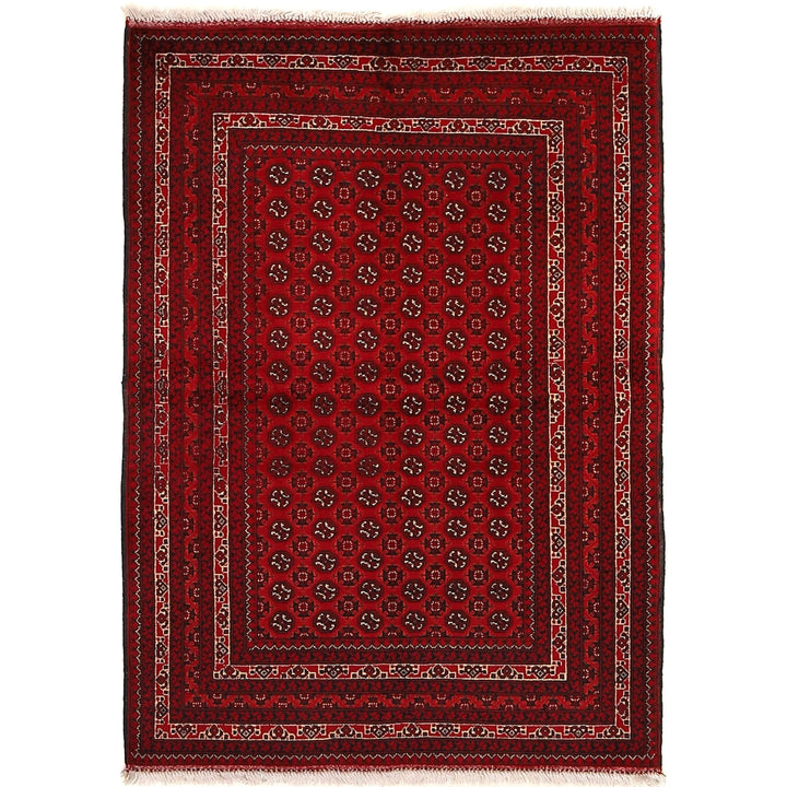 Burgundy Red Afghan Khoja Roshnai Rug 3'4" x 4'9" Hand-Knotted | No. AL64819