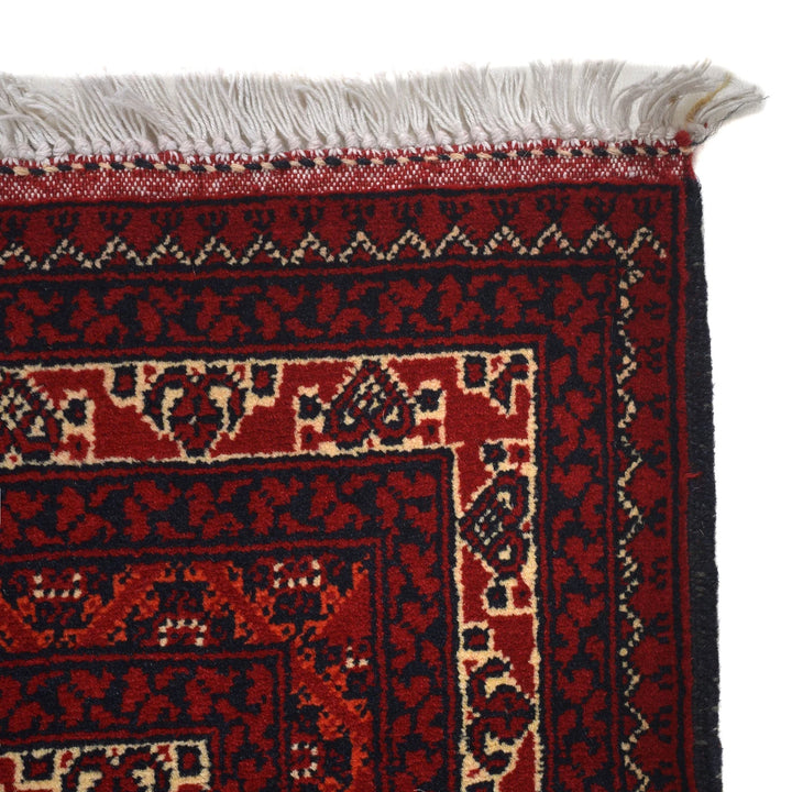 Burgundy Red Afghan Khoja Roshnai Rug 3'4" x 4'9" Hand-Knotted | No. AL64819