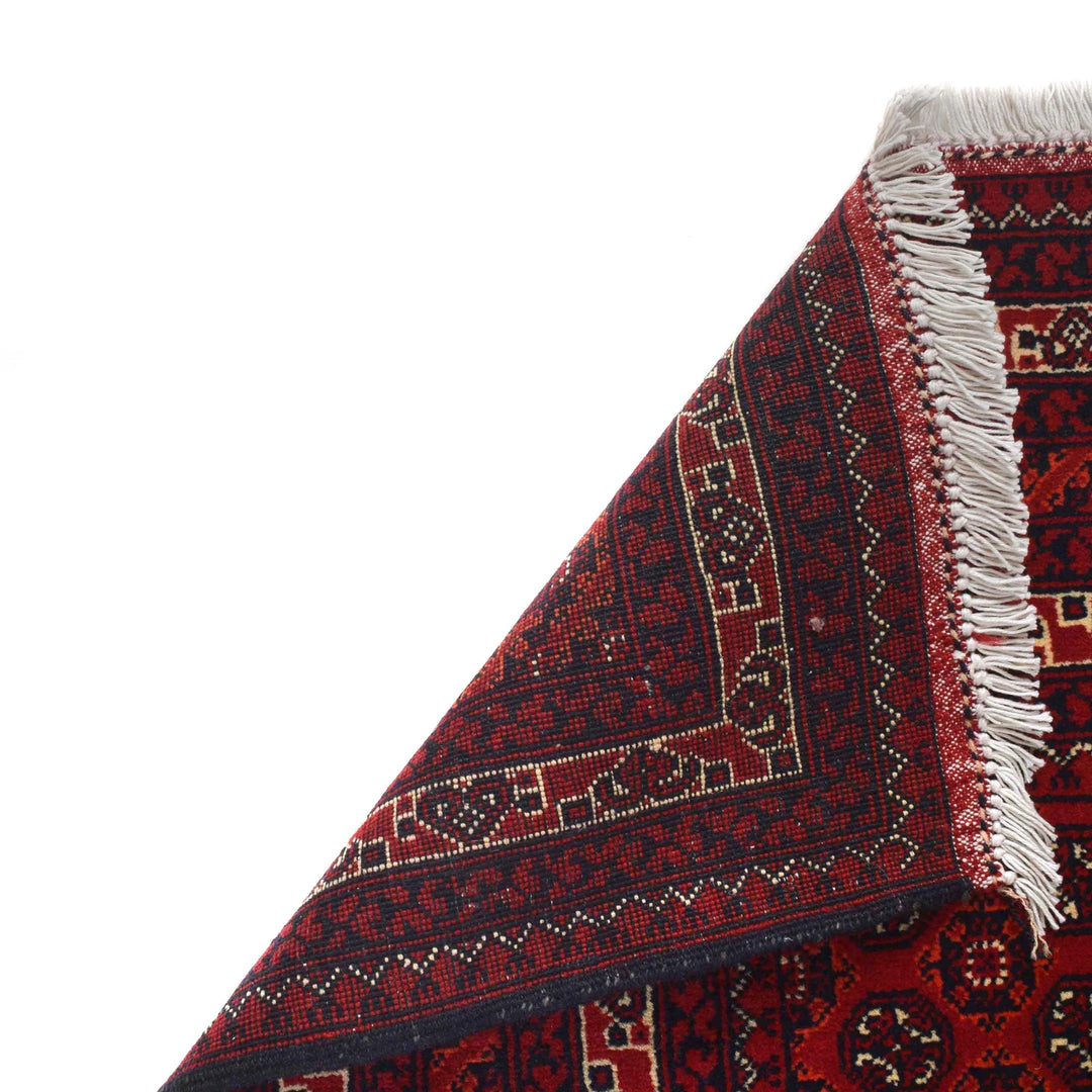 Burgundy Red Afghan Khoja Roshnai Rug 3'4" x 4'9" Hand-Knotted | No. AL64819